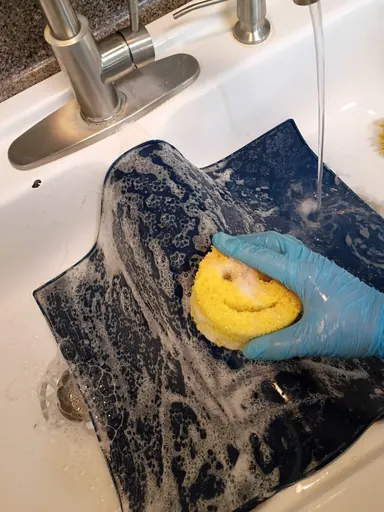 Cleaning cloth at a kitchen sink