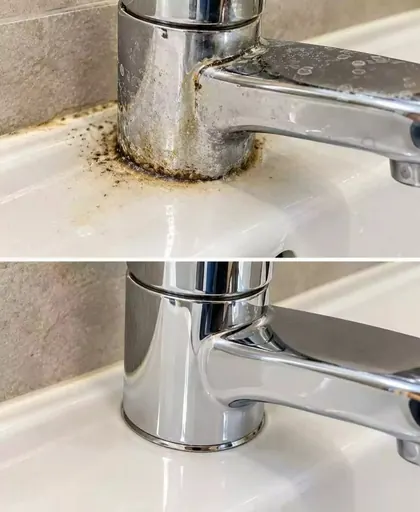 faucet before-and-after photo combination